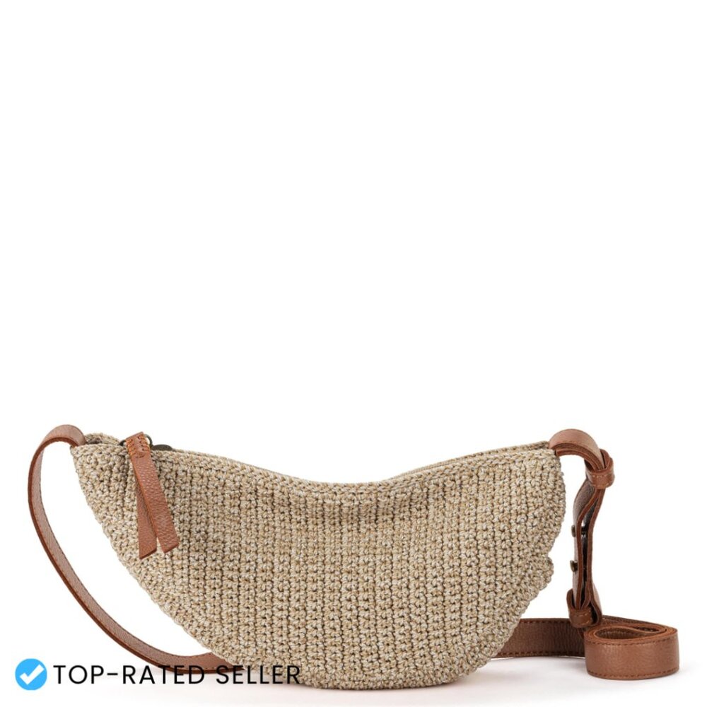 Crochet Sling Crossbody Bag Handcrafted Eco-Friendly Adjustable Strap Travel